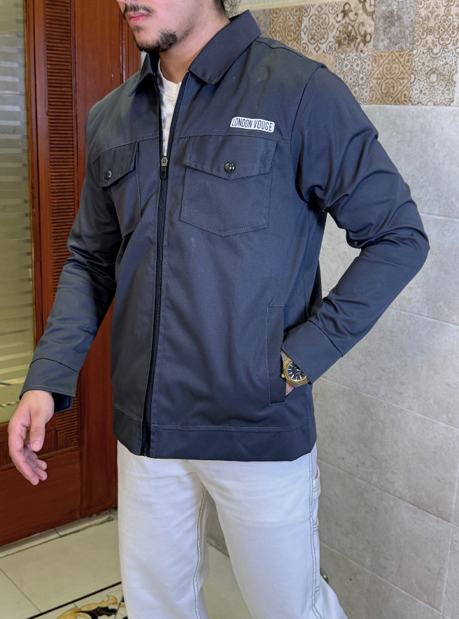 Premium Charcoal Gray Full Sleeves Cotton Jeans Jacket