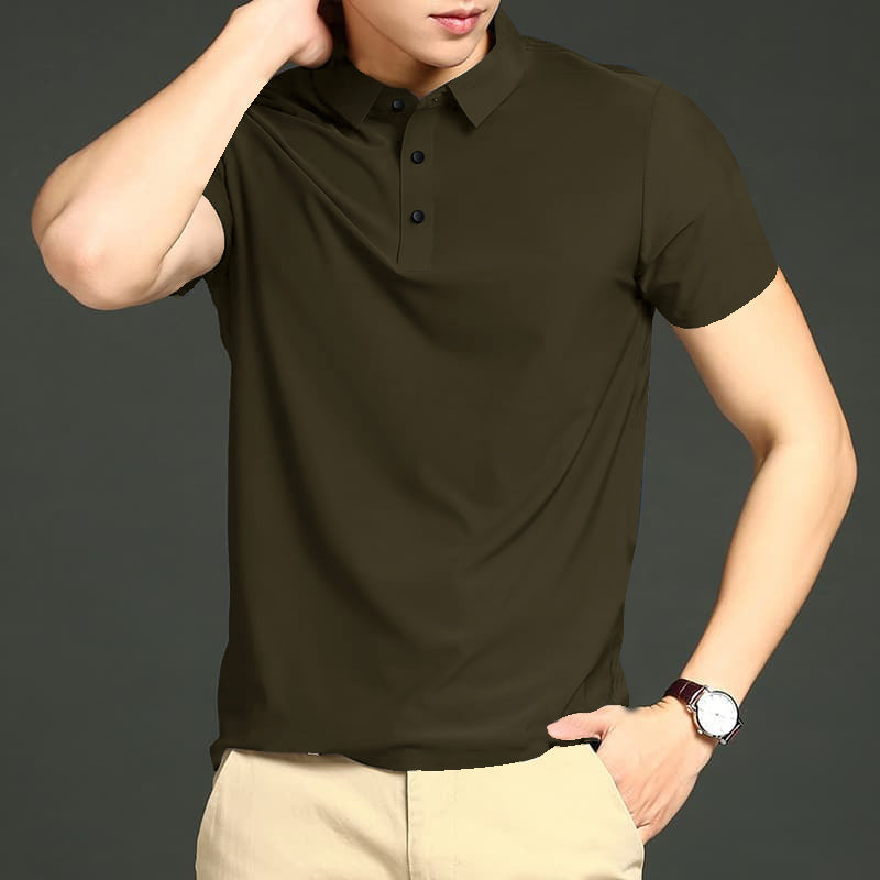 MEN'S LV  IMPORTED OLIVE GREEN SEAMLESS 4 WAY LYCRA SHIRT