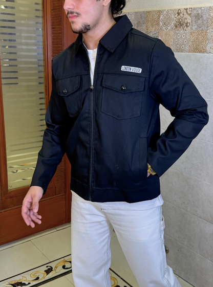 Premium Jet Black  Full Sleeves Cotton Jeans Jacket