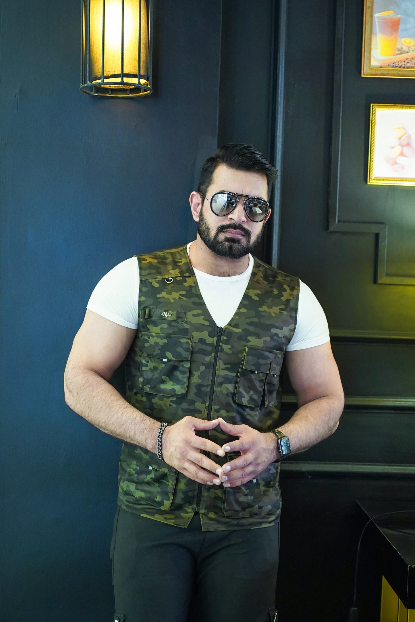 Premium Italian Textured fabrics Army Green Camouflage  Sidu Four Pocket Jacket SDJkt-21