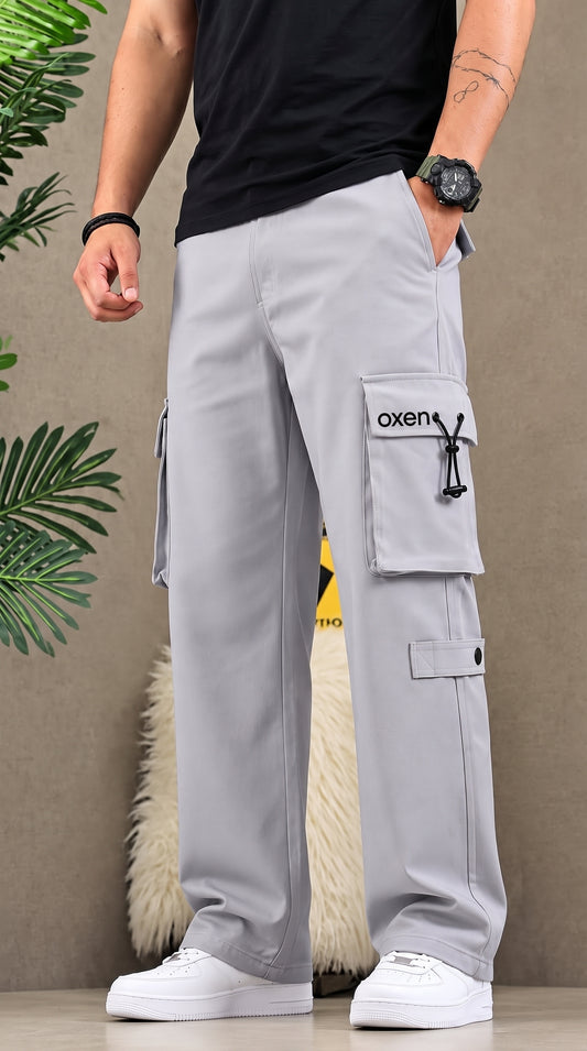 Alll00RR Men's Premium Silver  Cargo Trouser