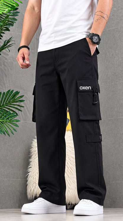 Alll00RR Men's Premium Black Cargo Trouser