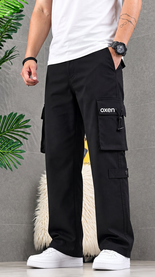 Alll00RR Men's Premium Black Cargo Trouser