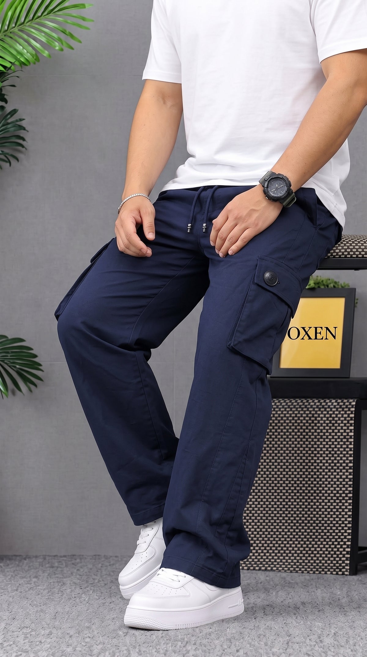 Stylish Premium Navy 6 Pocket Cargo Trouser