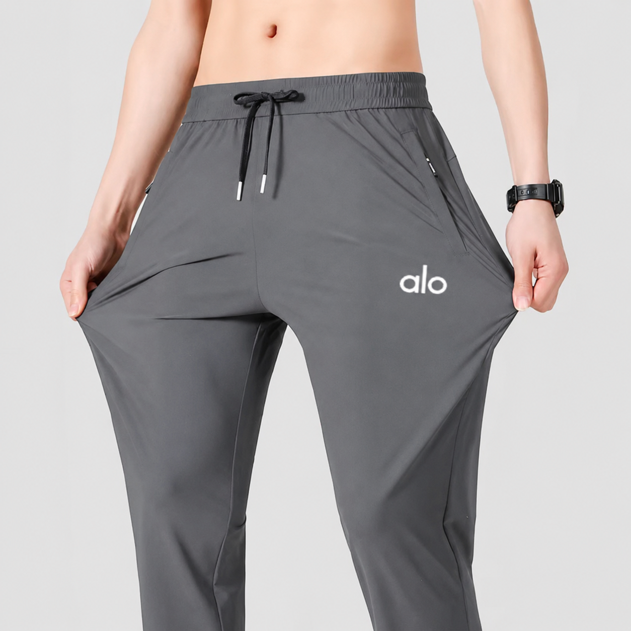 Super Spandex Nylon Four-way Stretchable Grey Imported Trouser For Men A-L-O