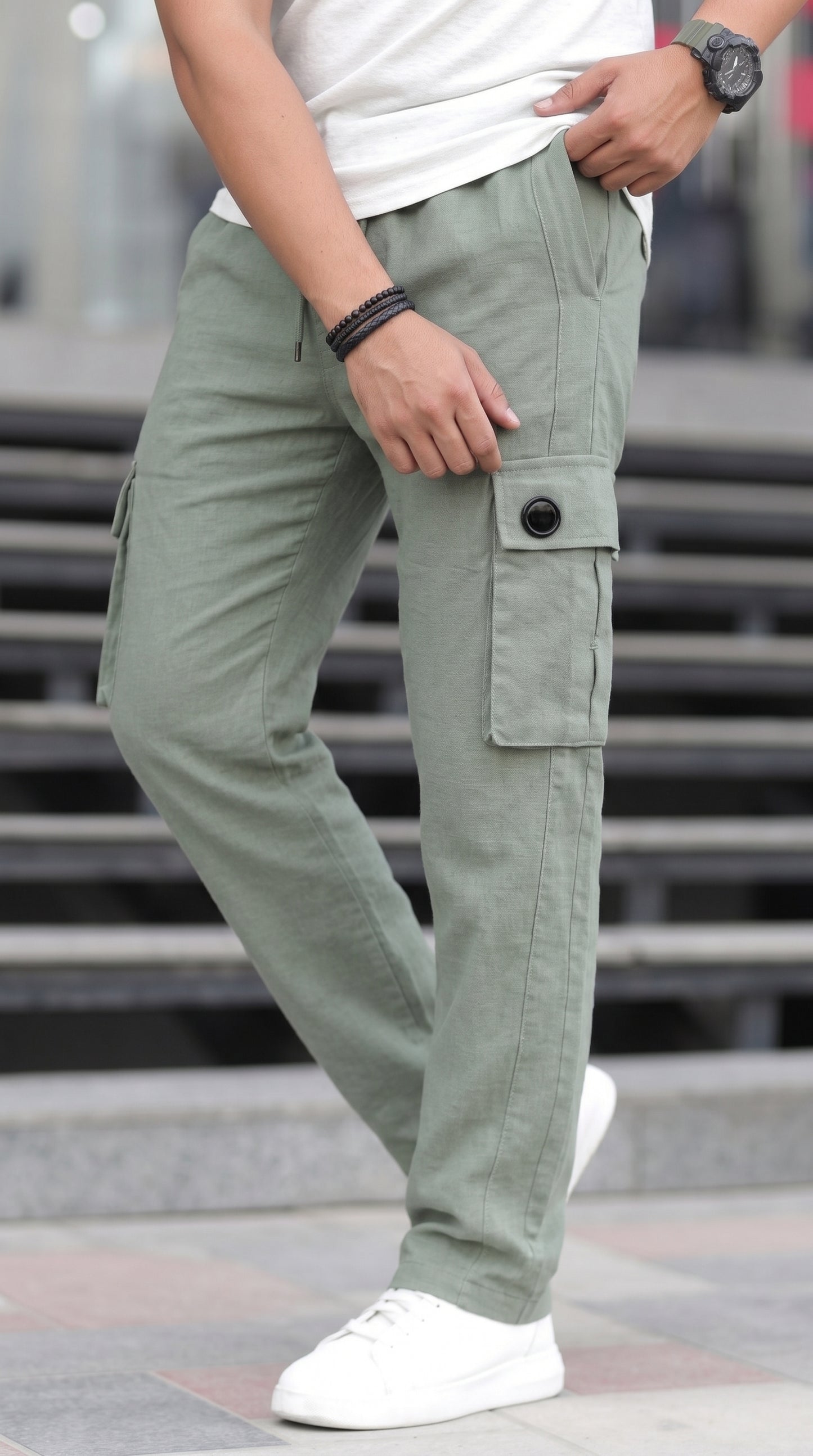 Stylish Premium Sea Green 6 Pocket Cargo Trouser