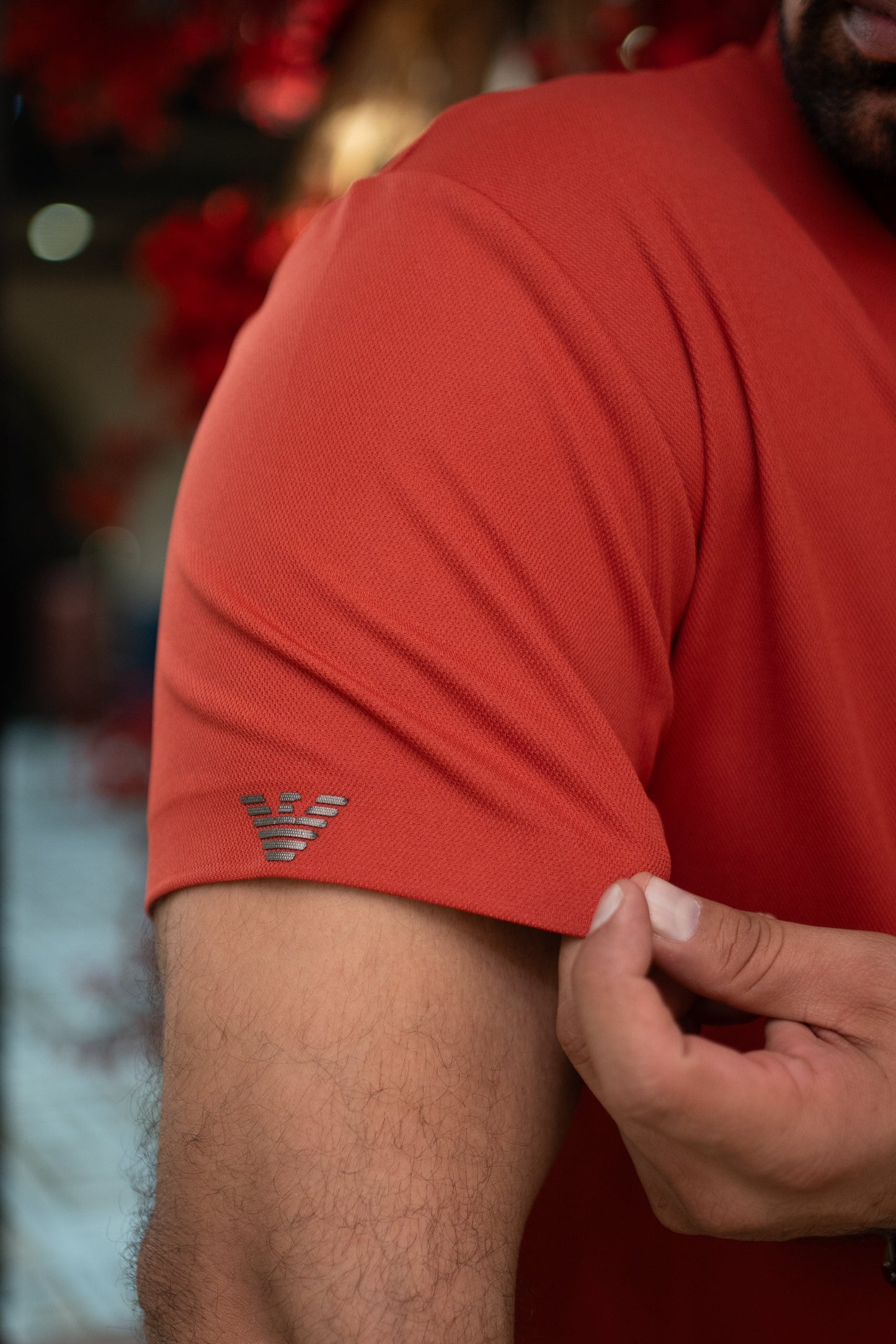 ITALIAN TEXTURED STITCHLESS POLO SHIRT LVPS-011 CARROT RED