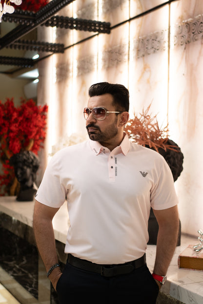 ITALIAN TEXTURED STITCHLESS POLO SHIRT LVPS-013 BABY PINK