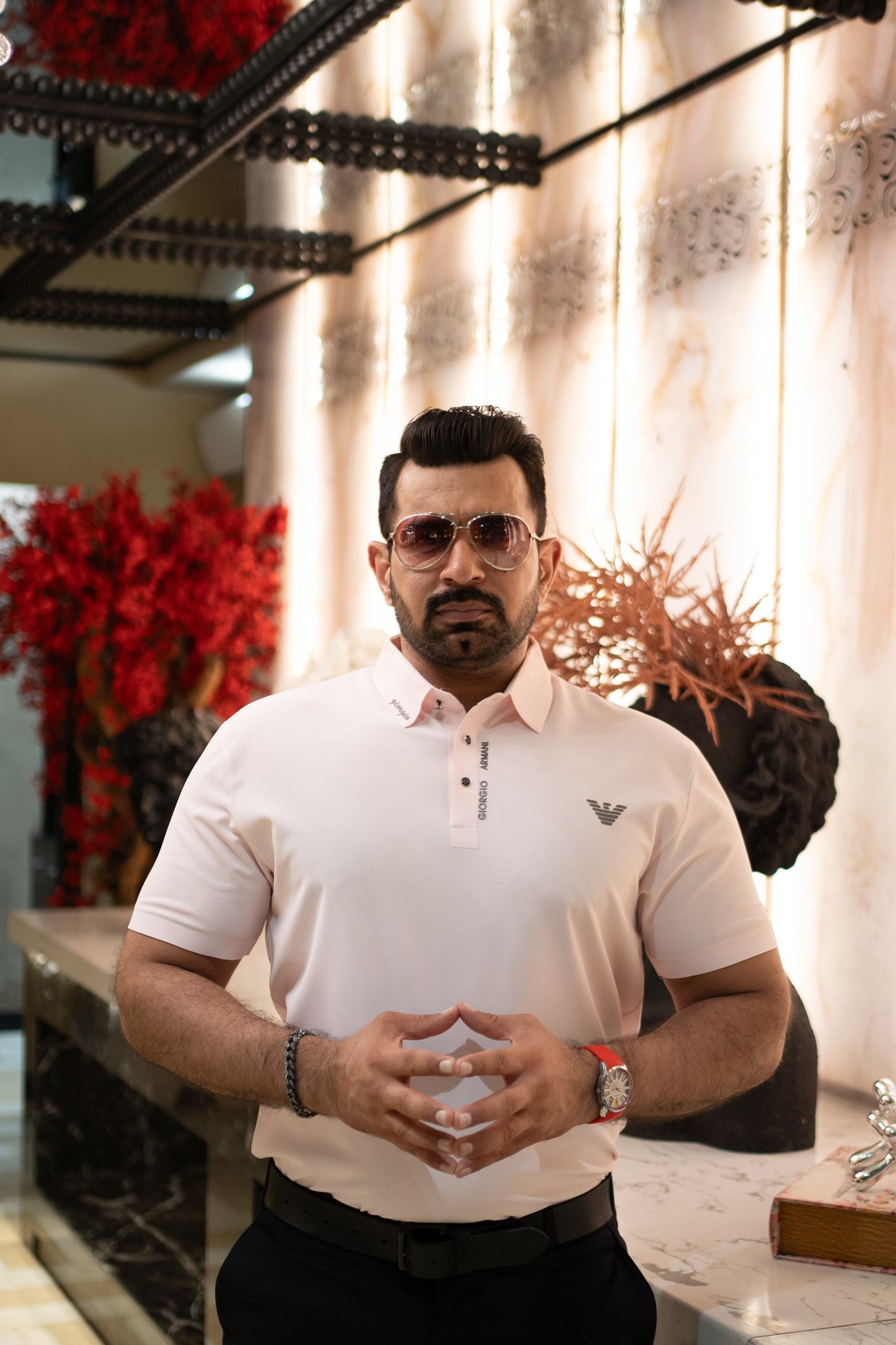 ITALIAN TEXTURED STITCHLESS POLO SHIRT LVPS-013 BABY PINK