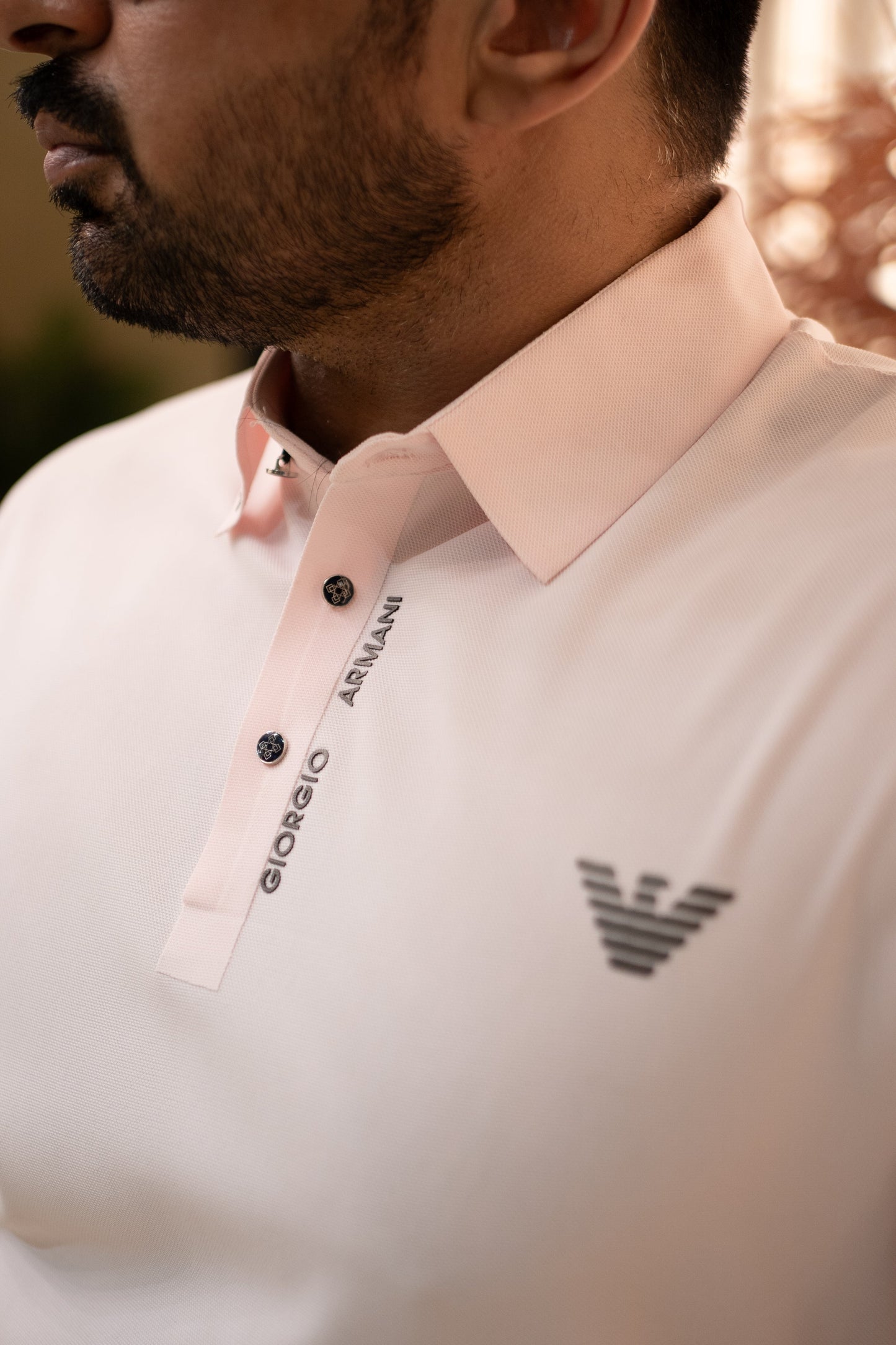 ITALIAN TEXTURED STITCHLESS POLO SHIRT LVPS-013 BABY PINK