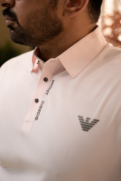 ITALIAN TEXTURED STITCHLESS POLO SHIRT LVPS-013 BABY PINK