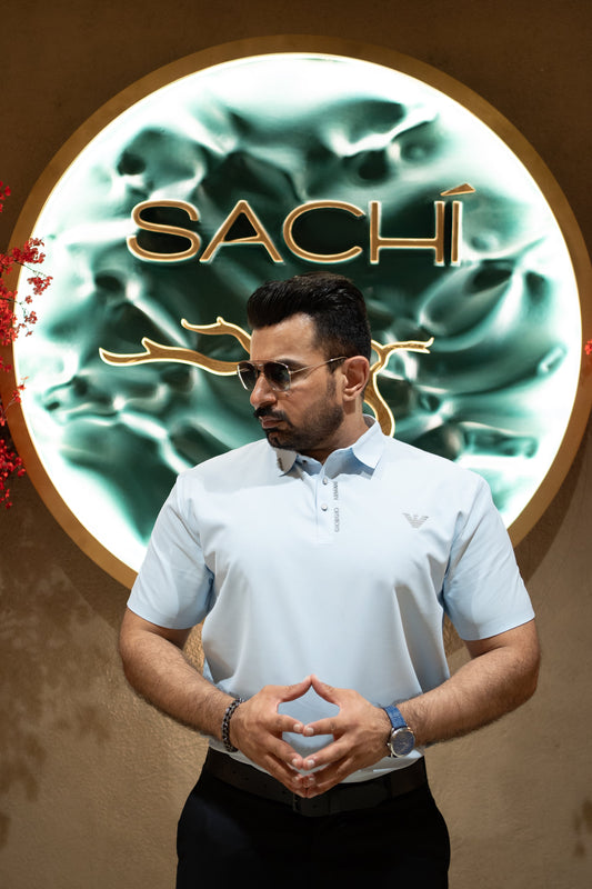 ITALIAN TEXTURED STITCHLESS POLO SHIRT LVPS-04 LIGHT SKY BLUE