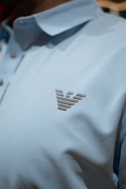 ITALIAN TEXTURED STITCHLESS POLO SHIRT LVPS-04 LIGHT SKY BLUE