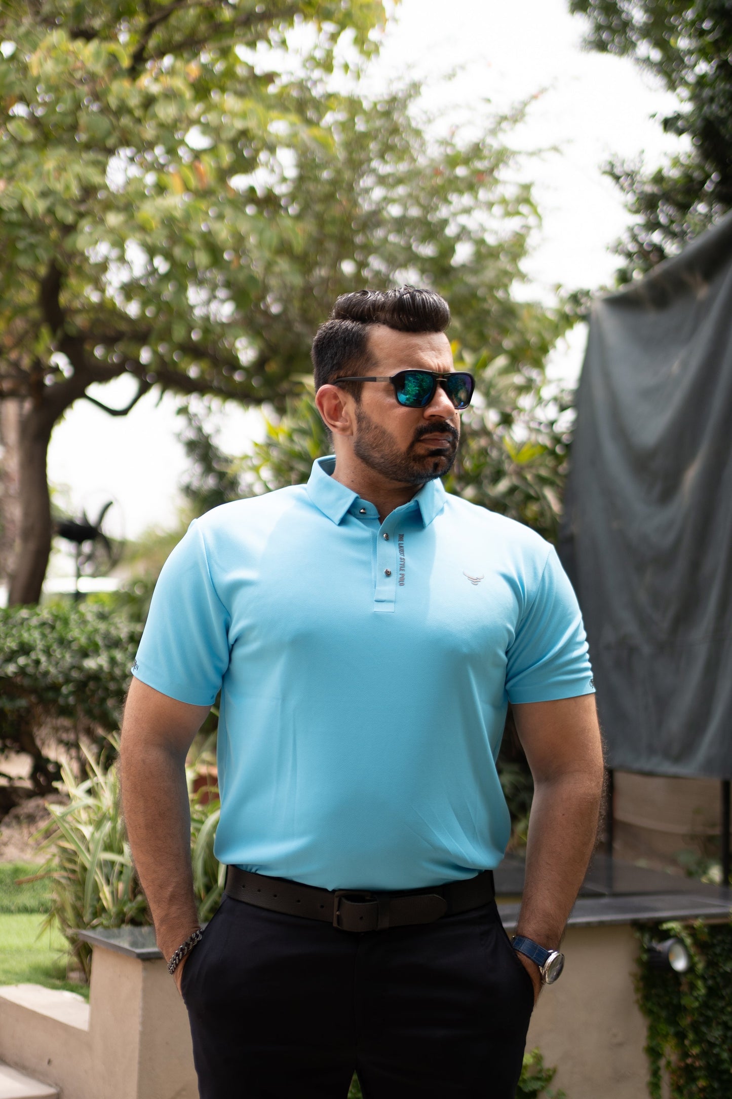 ITALIAN TEXTURED STITCHLESS POLO SHIRT LVPS-DARK SKY