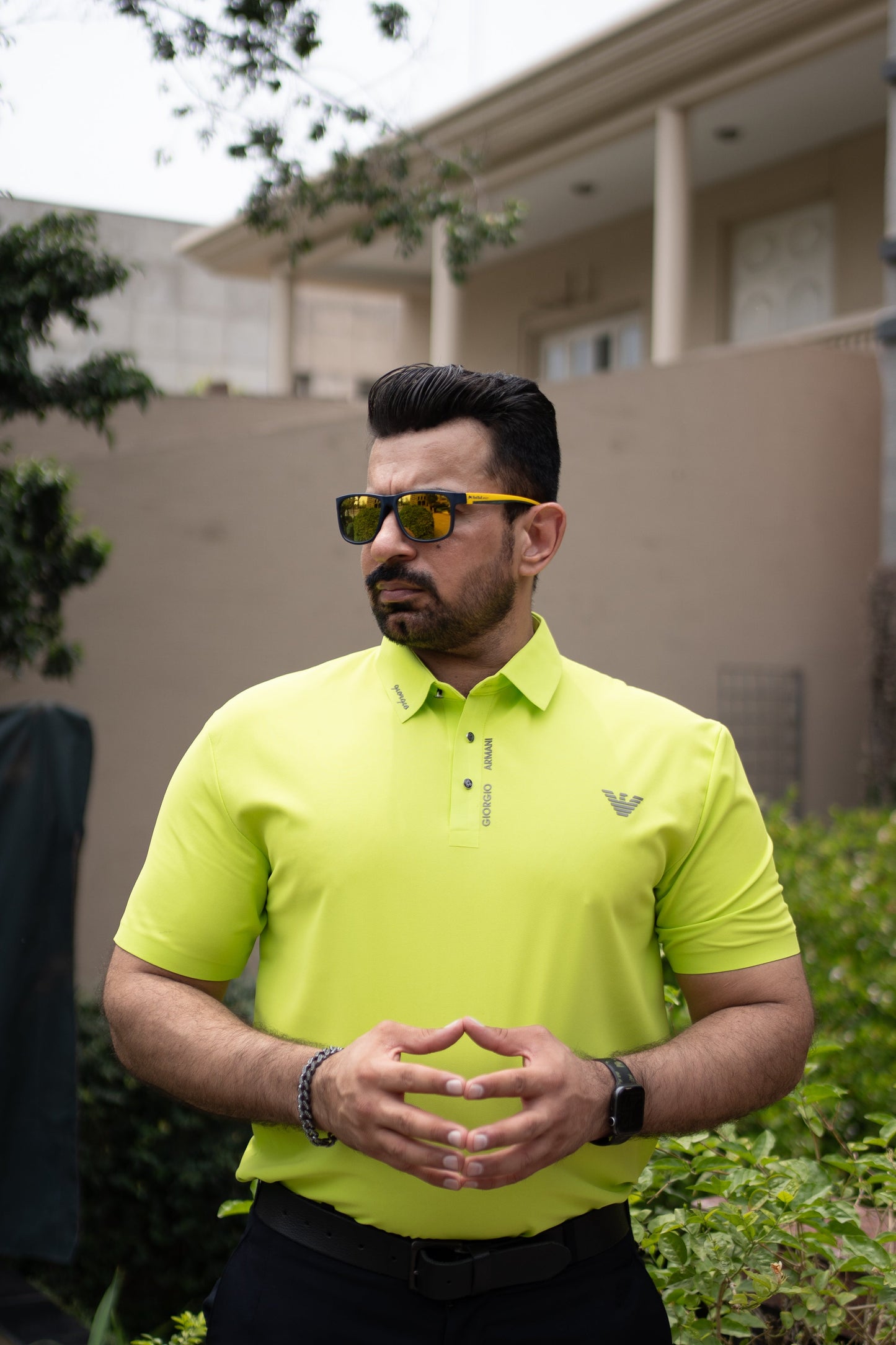 ITALIAN TEXTURED STITCHLESS POLO SHIRT LVPS-14 FLUORESCENT GREEN