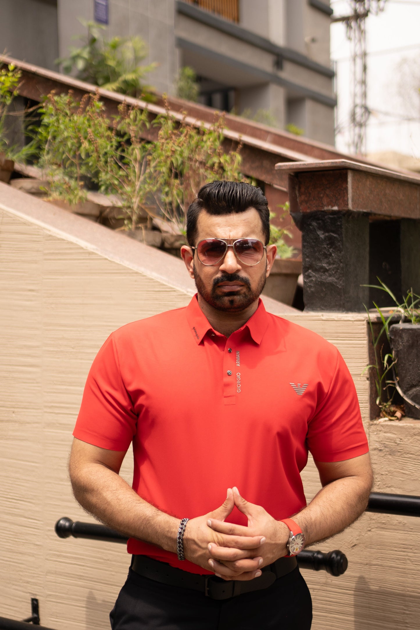 ITALIAN TEXTURED STITCHLESS POLO SHIRT LVPS-05 ACTIVE RED