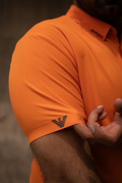 ITALIAN TEXTURED STITCHLESS POLO SHIRT LVPS ACTIVE ORANGE