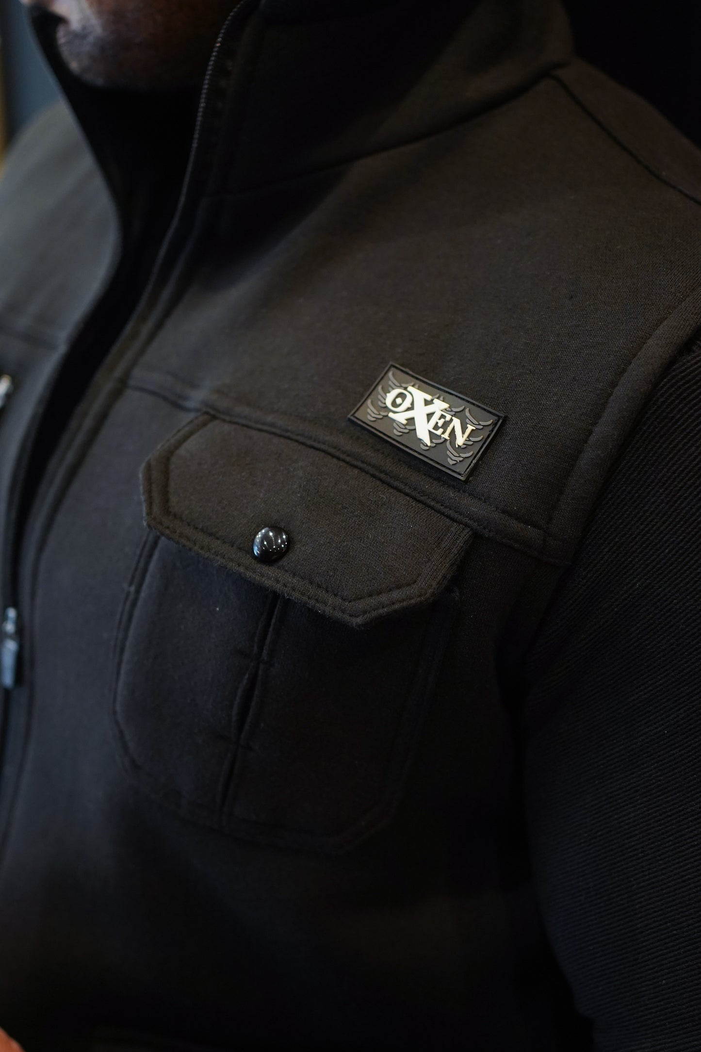 Premium Cotton Fleece Four Pocket sleeveless Jacket Black  Jkt-01