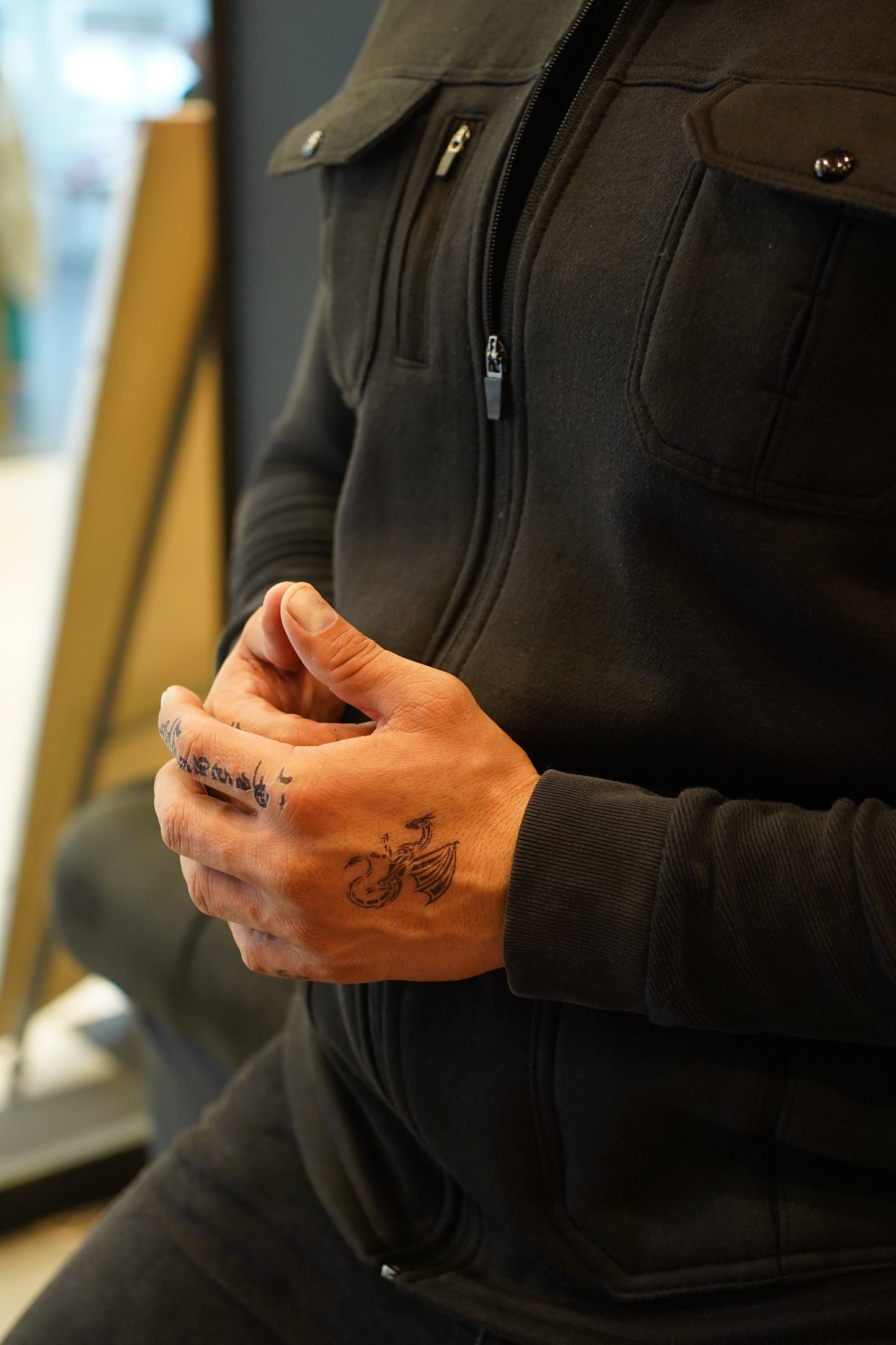 Premium Cotton Fleece Four Pocket sleeveless Jacket Black  Jkt-01