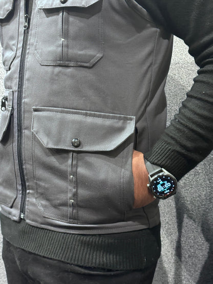 LV Men's  Premium Cotton Jeans Sleeveless Grey Stylish Jacket LV#TJJ02