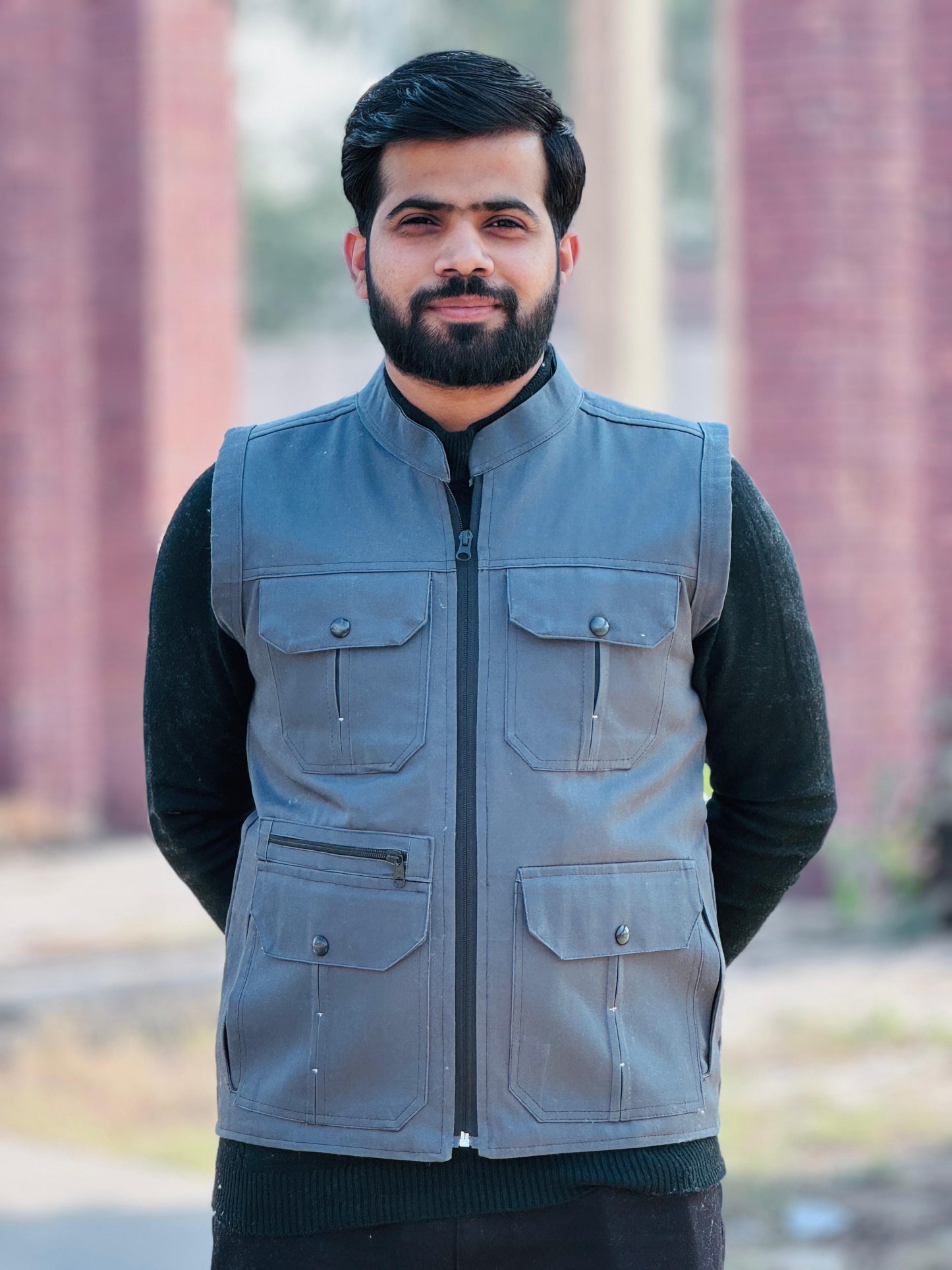 LV Men's  Premium Cotton Jeans Sleeveless Grey Stylish Jacket LV#TJJ02