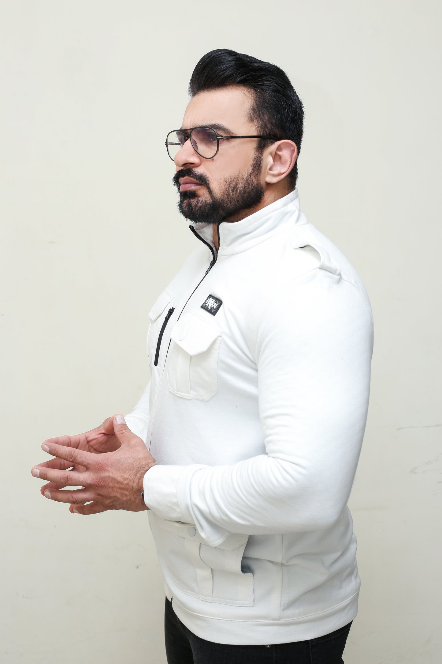 Premium Four Pocket Full Sleeve  White Jacket # 07