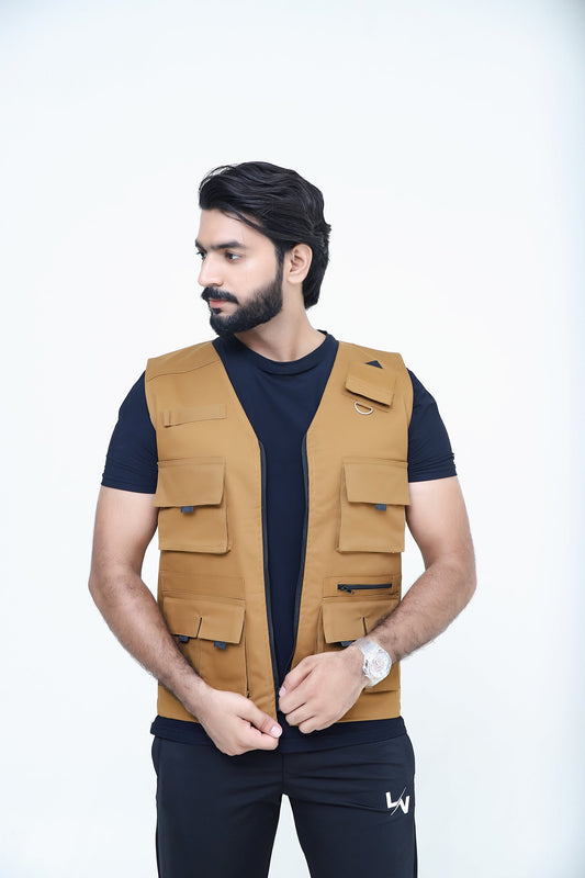 Men's Trendy Cotton Sleeveless Mustard Sidhu Jacket-LV#039