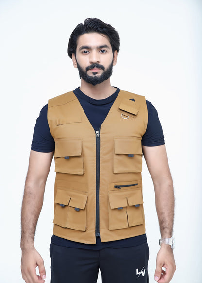 Men's Trendy Cotton Sleeveless Mustard Sidhu Jacket-LV#039