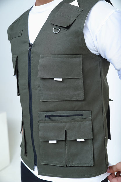 Men's Trendy Cotton Sleeveless Green Sidhu Jacket-LV#041