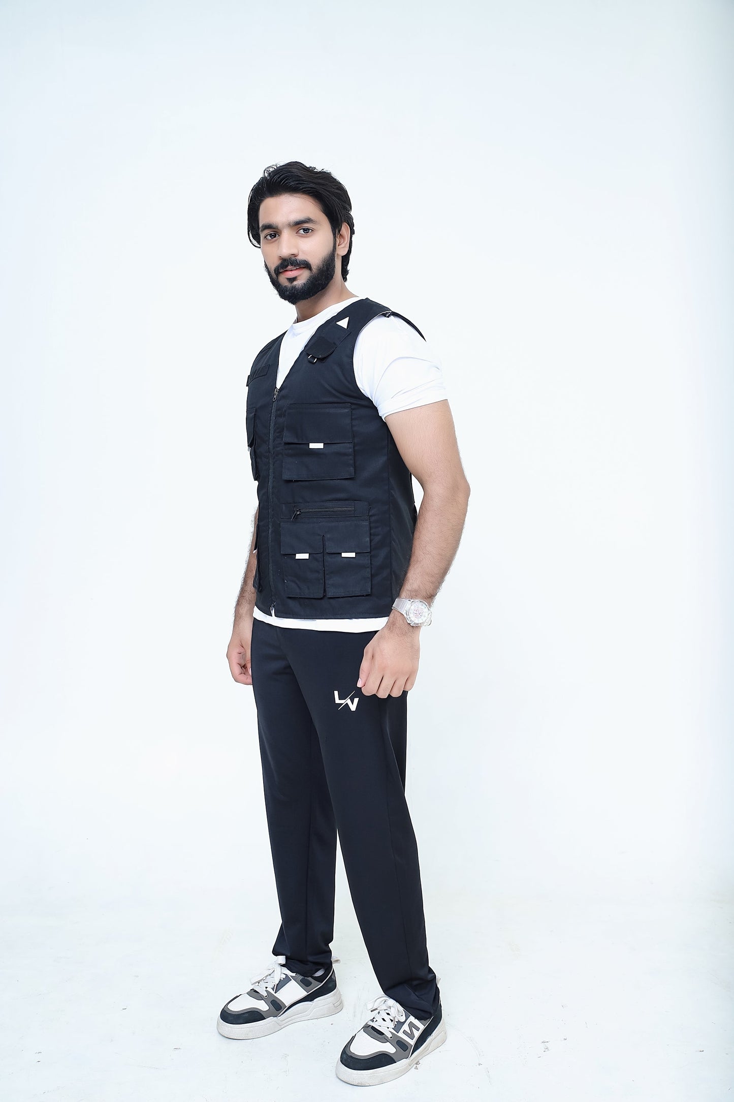 Men's Trendy Cotton Sleeveless Black Sidhu Jacket-LV#038