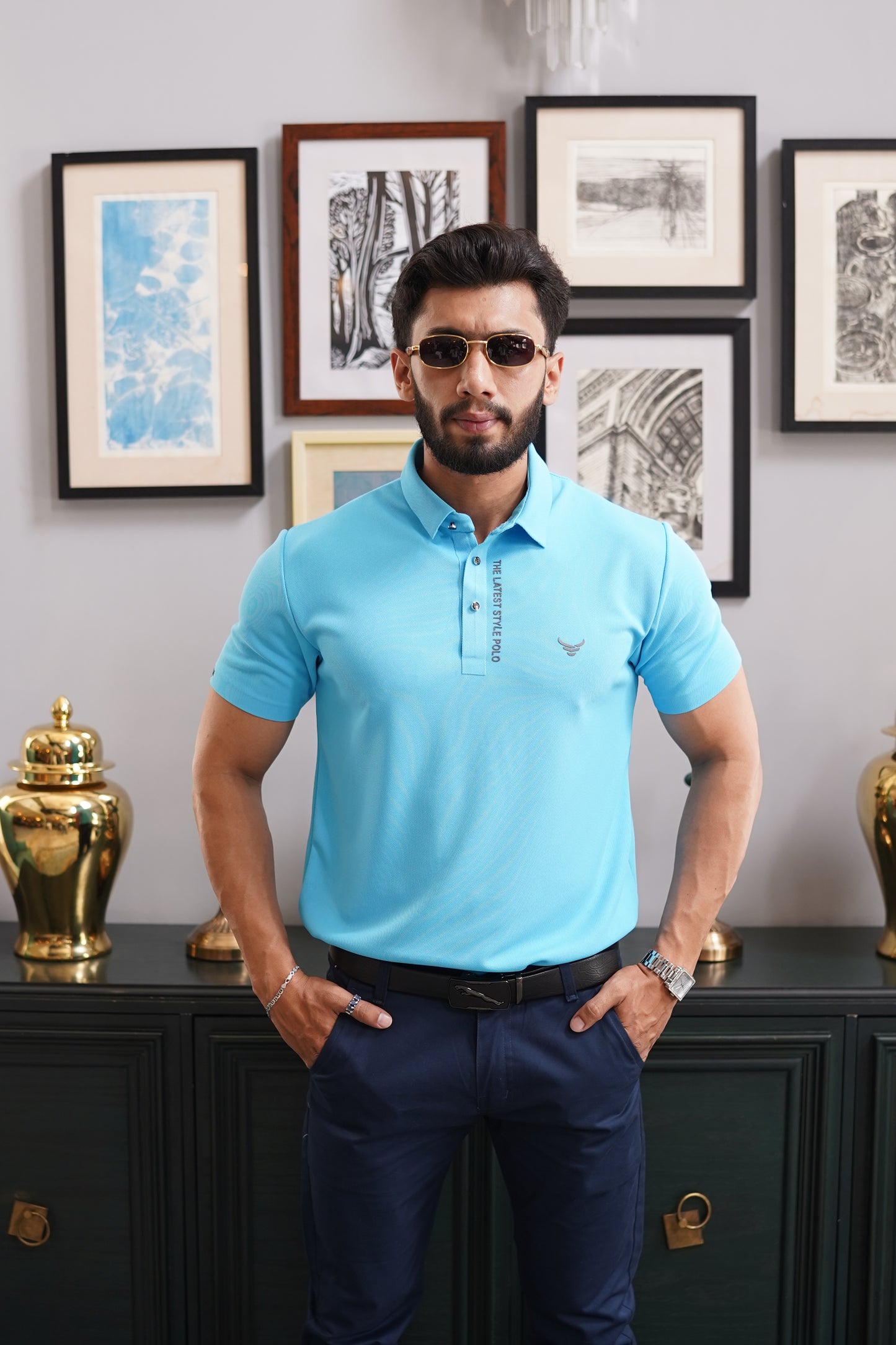 Italian textured seam less Polo Shirts OXT # 02 Turquiash