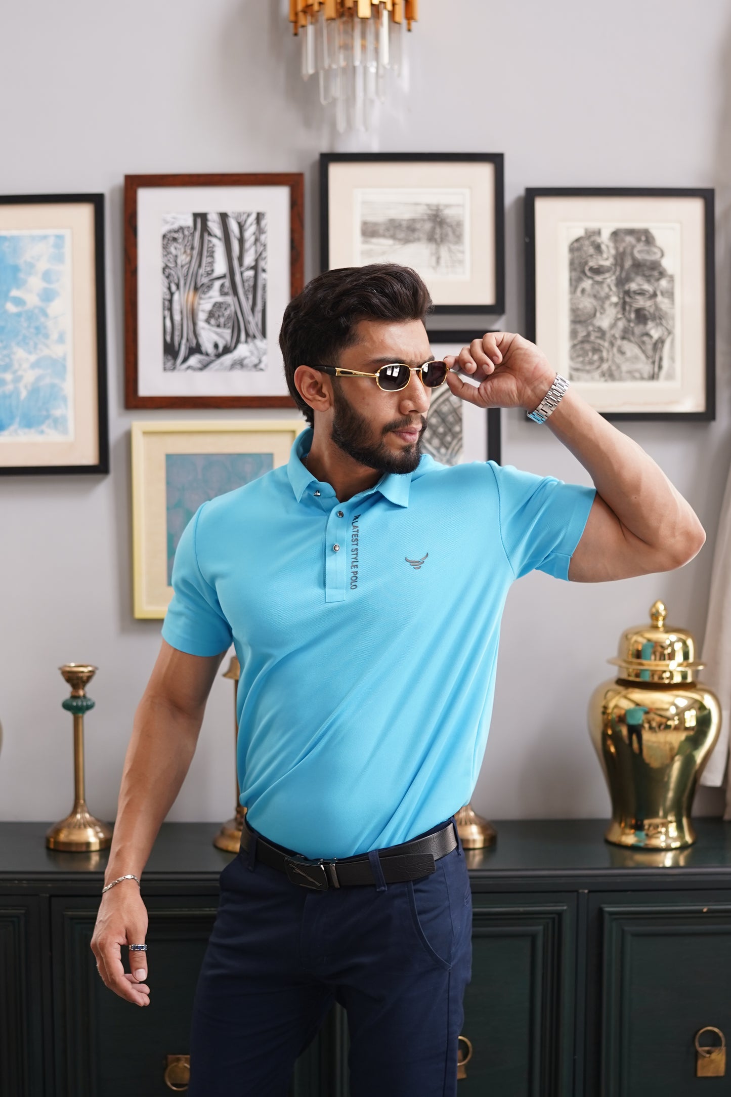 Italian textured seam less Polo Shirts OXT # 02 Turquiash