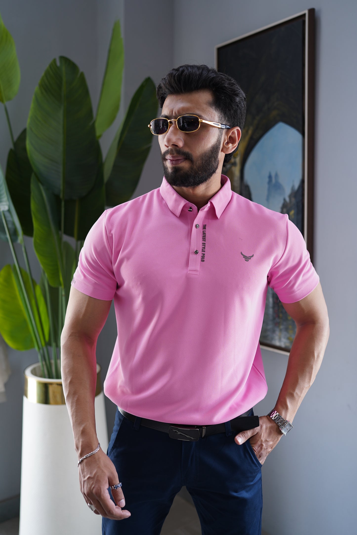 Italian textured seam less Polo Shirts OXT # 13 Voilet