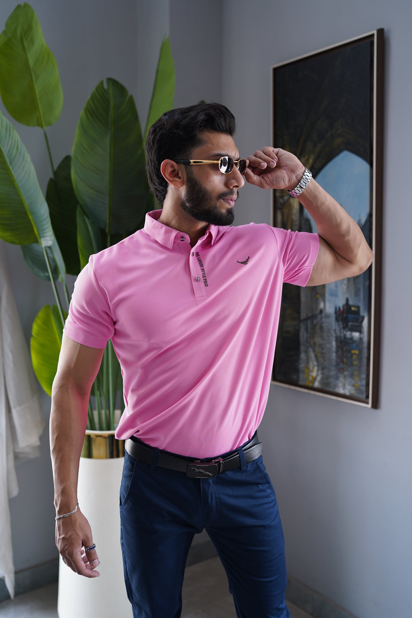 Italian textured seam less Polo Shirts OXT # 13 Voilet