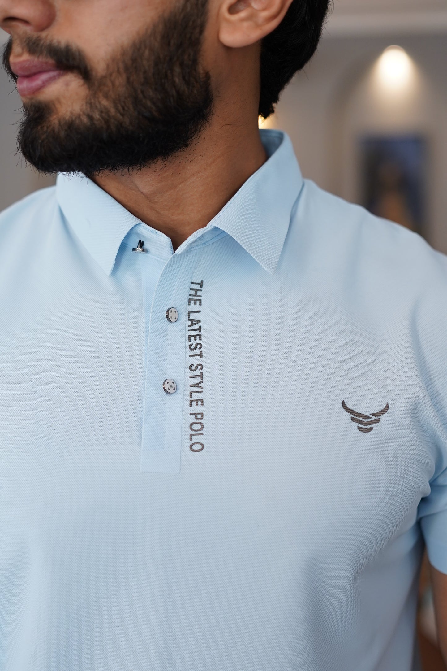 Italian textured seam less Polo Shirts OXT # 12 Sky