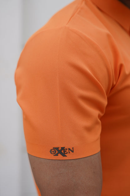 Italian textured seam less Polo Shirts OXT # 05 Orange