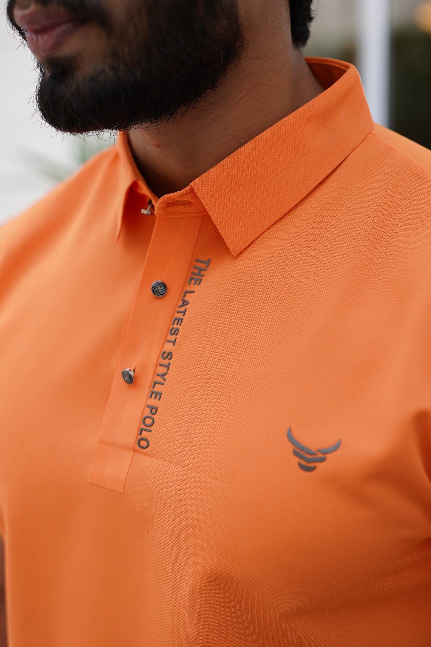 Italian textured seam less Polo Shirts OXT # 05 Orange