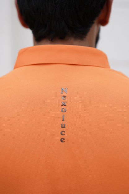 Italian textured seam less Polo Shirts OXT # 05 Orange