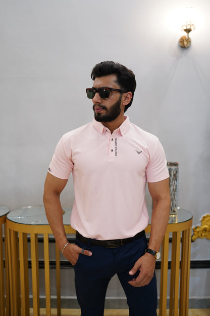 Italian textured seam less Polo Shirts OXT # 01 Peach