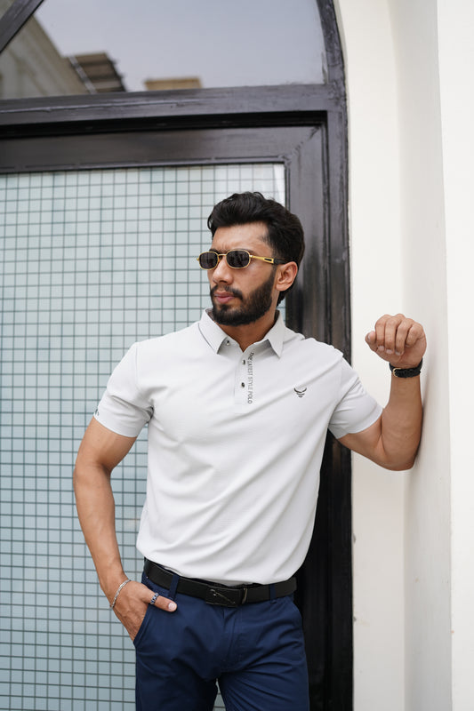 Italian textured seam less Polo Shirts OXT # 12 light gray