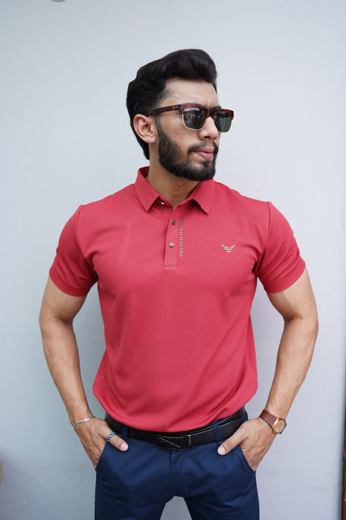 Italian textured seam less Polo Shirts OXT # 11 Rust
