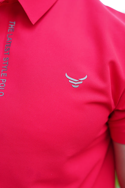 Italian textured seam less Polo Shirts OXT # 03 Red