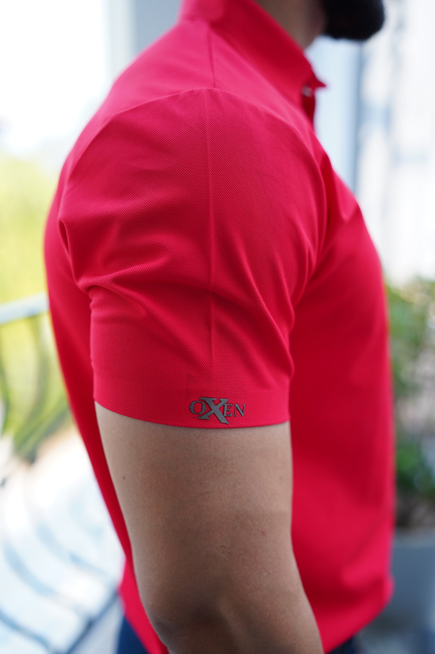 Italian textured seam less Polo Shirts OXT # 03 Red