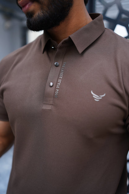 Italian textured seam less Polo Shirts OXT # 04 Brown