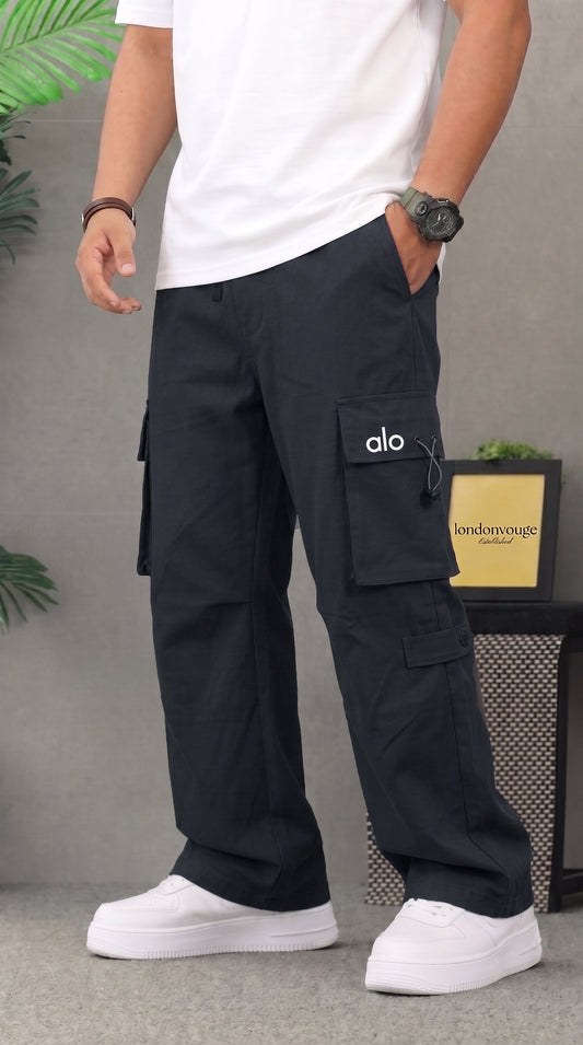 Men's premium Woven Terry  Alo  Gray Cargo  Trouser