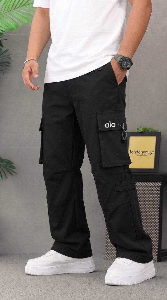 Men's premium Woven Terry  Alo Black  Cargo  Trouser
