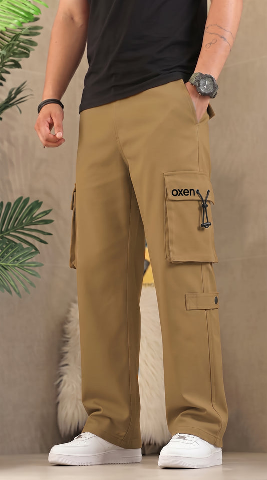 Alll00RR Men's Premium Camel Brown Cargo Trouser