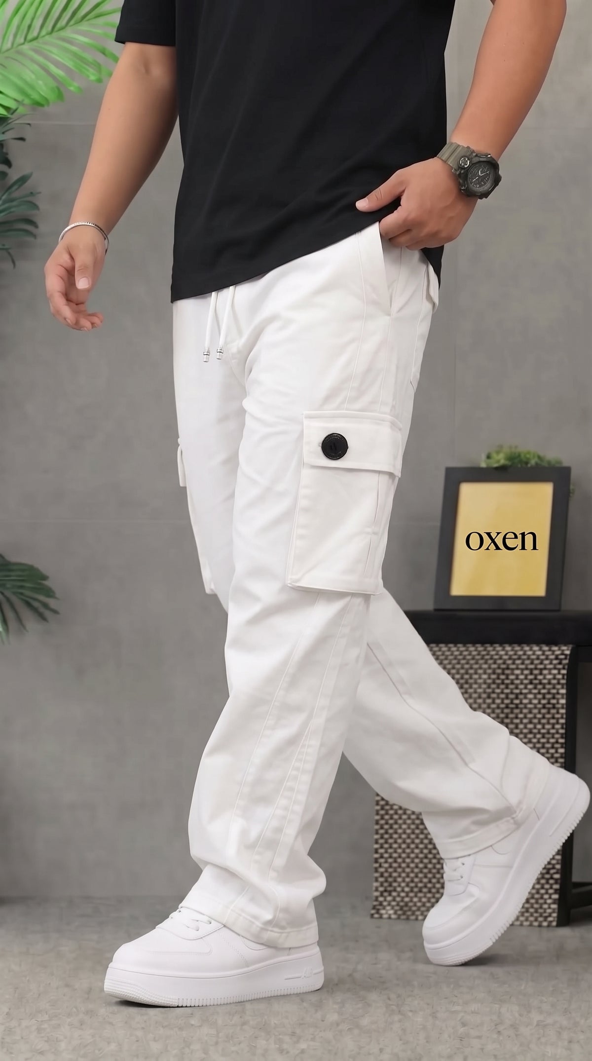 Stylish Premium OFF White 6 Pocket Cargo Trouser