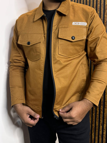 LV Men's  Premium Full Sleeves Cotton Jeans  Mustard Jacket LV#FCJ01