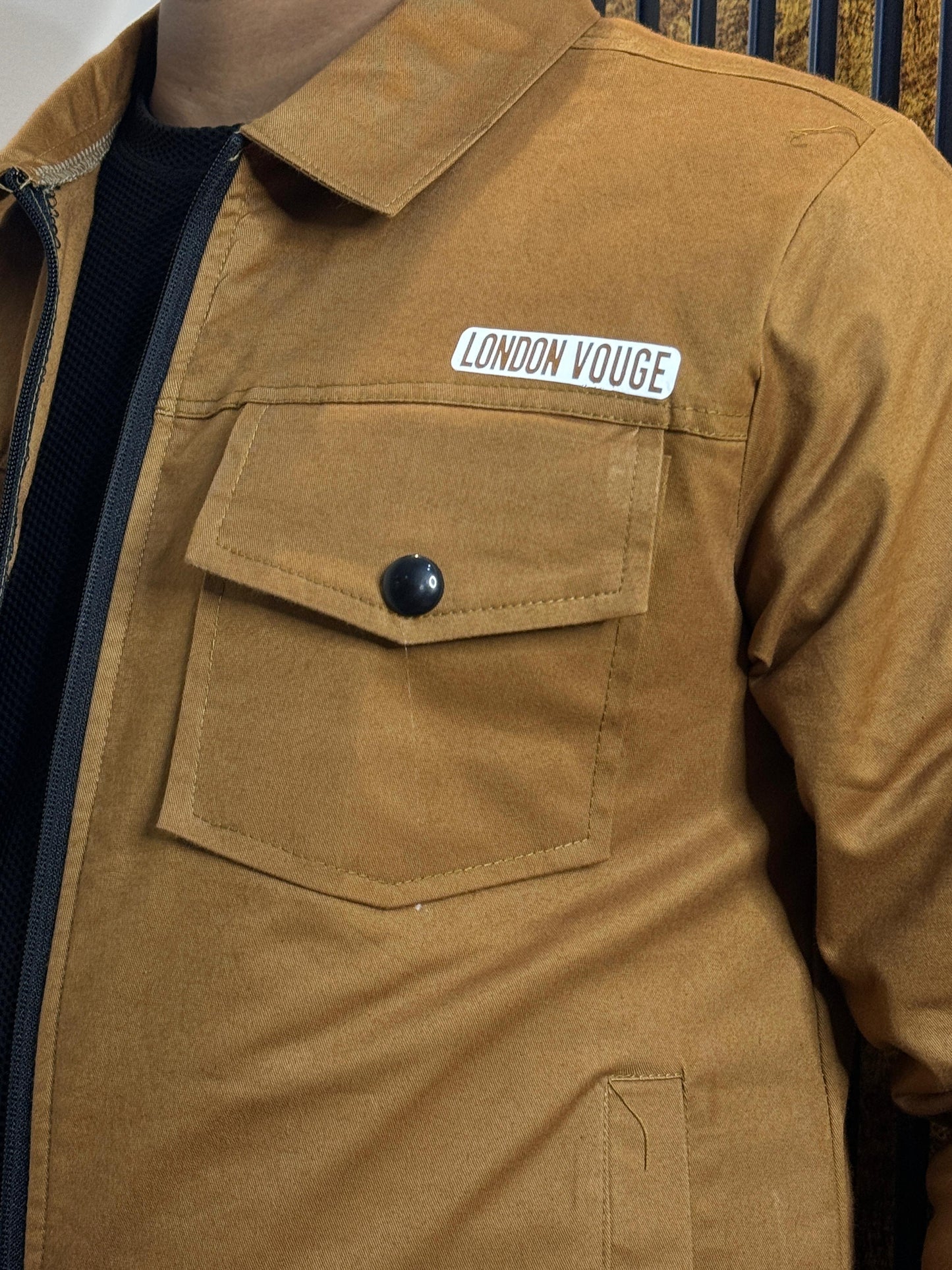 LV Men's  Premium Full Sleeves Cotton Jeans  Mustard Jacket LV#FCJ01